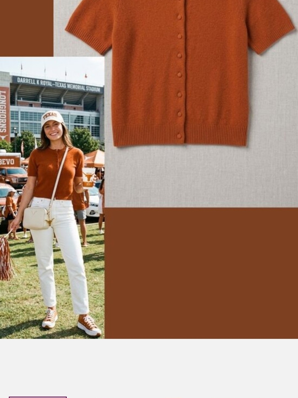 Joie Short-Sleeve Button Cardigan in Rust
